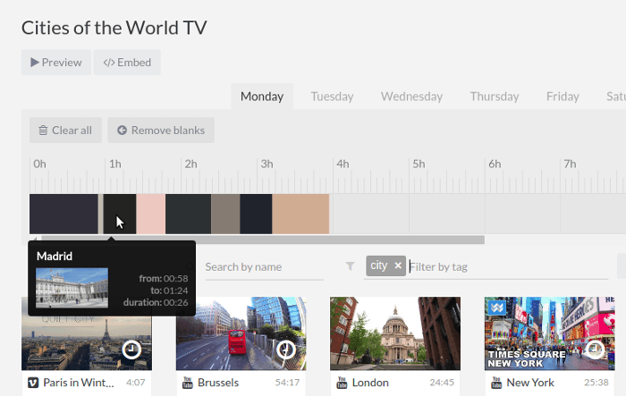 Adding videos in the scheduler grid