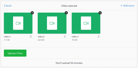 Uploading files in video hosting feature
